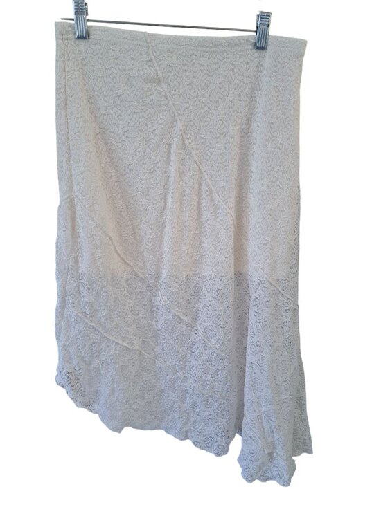 Unbranded Dresses & Skirts - Bohemian Lace Cream Asymmetrical Skirt Lined L Elastic Waist Pull On Festival
